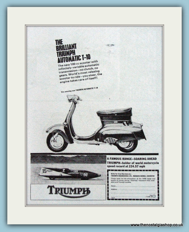 Triumph 100cc Scooter Original Advert 1965 (ref AD4193) – The Nostalgia ...