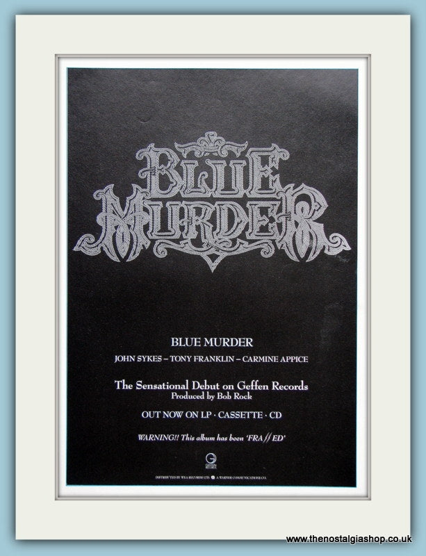 Blue Murder Original Music Advert 1989 (ref AD3533)