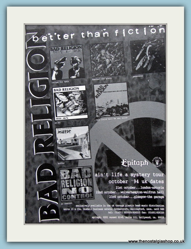 Bad Religion Better Than Fiction Original Music Advert 1994 (ref AD3541)