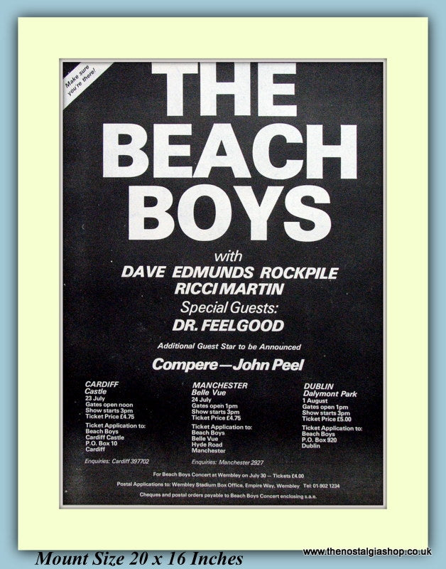 Beach Boys Concert Compere John Peel Original Advert 1977 (ref AD9256)