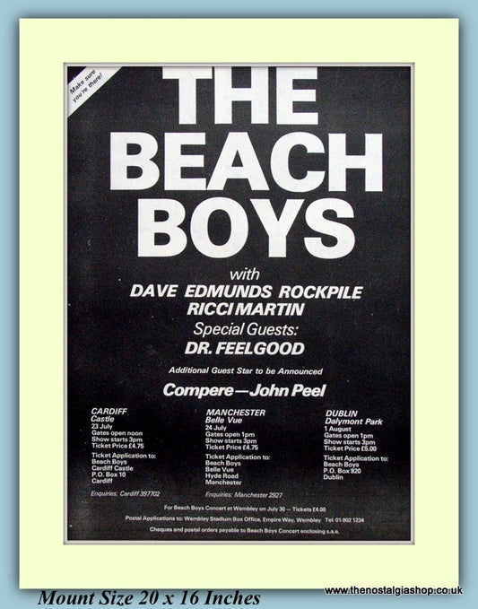 Beach Boys Concert Compere John Peel Original Advert 1977 (ref AD9256)