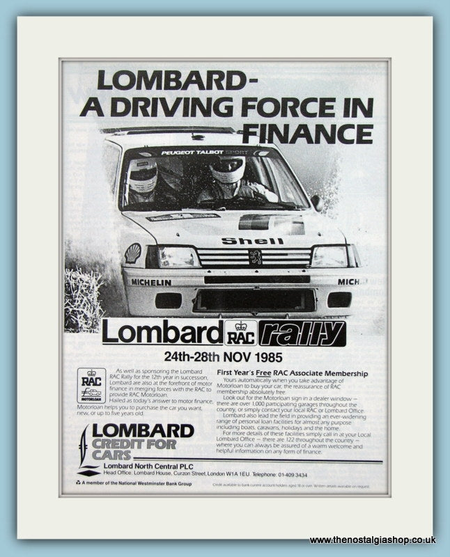 Lombard RAC Rally 1985. Original Advert (ref AD2034)