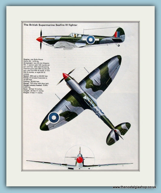 British Supermarine Seafire III Fighter Print (ref PR521)