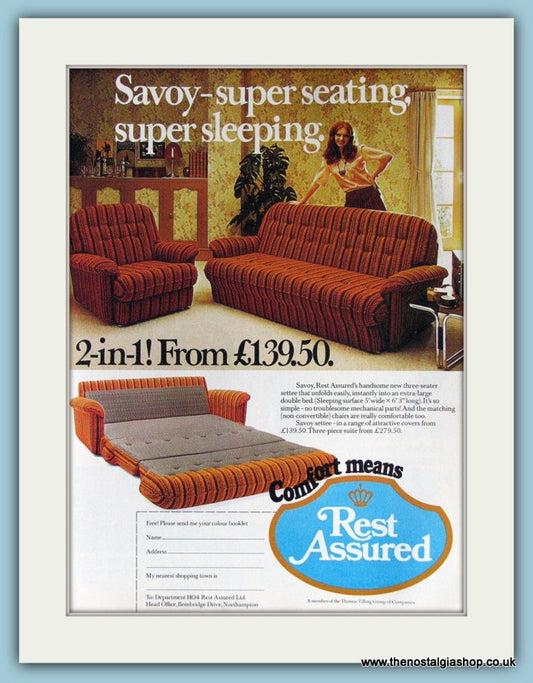 Rest Assured Settee / Bed Original Advert 1975 (ref AD3842)