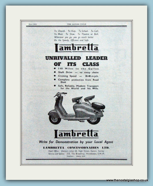 Lambretta Scooter Original Advert 1952 (ref AD4192)