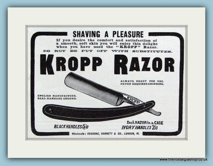 Kropp Razor, set of 2 Original adverts 1911 (ref AD6010)