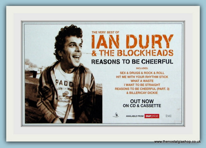 Ian Dury. Reasons to be Cheerful. Original Advert 1999 (ref AD1952)