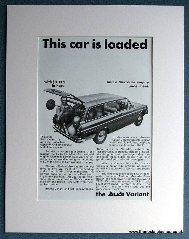 Audi Variant 1967 Original Advert (ref AD1721)