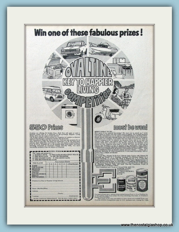 Ovaltine Competition. Original Advert 1968 (ref AD4363)