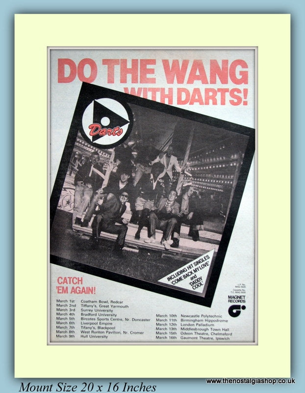 Darts Do The Wang March Tour Dates 1978 Original Advert (ref AD9121)