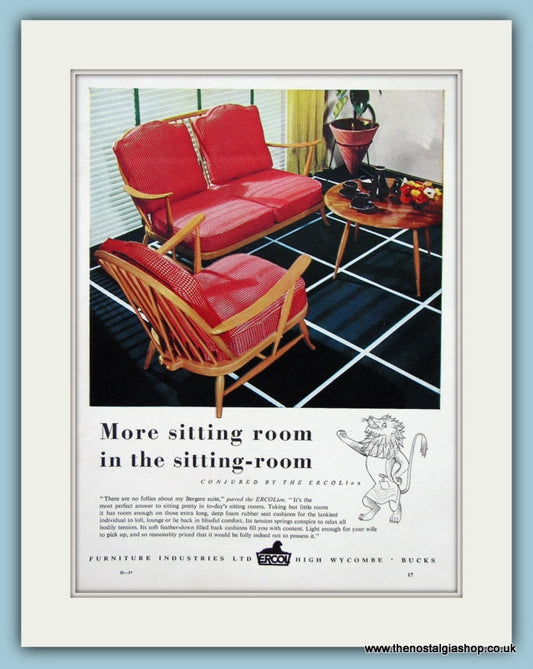 Ercol Sitting Room Furniture. Original Advert 1955 (ref AD2458)