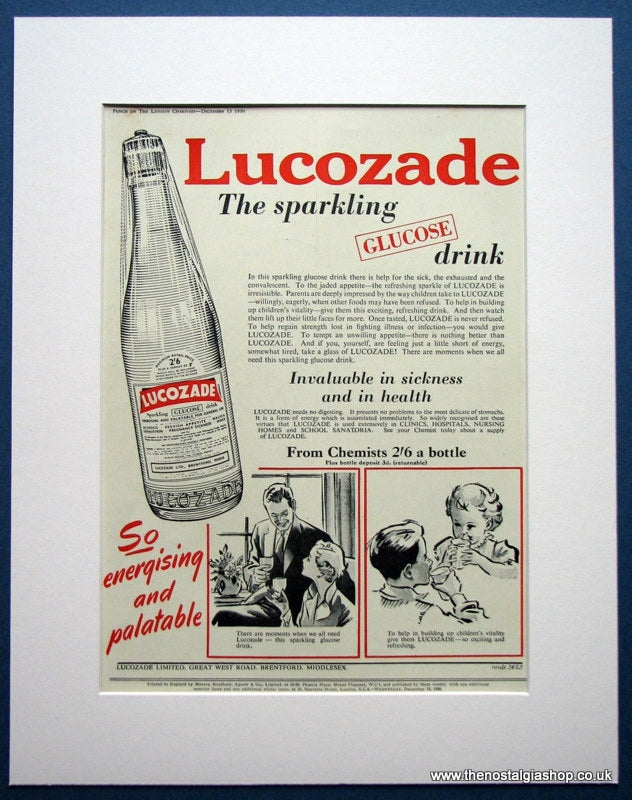 Lucozade. Original advert 1950 (ref AD1010)