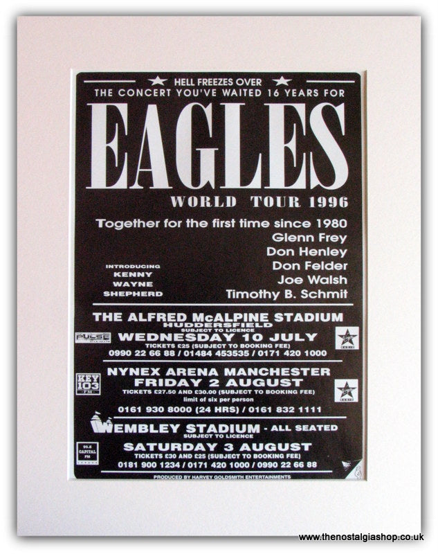 Eagles World Tour Advert 1996 (ref AD1781)