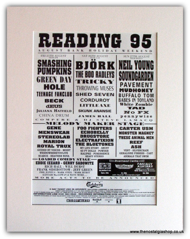 Reading Festival 1995 Advert.Green Day, Neil Young (ref AD1829)