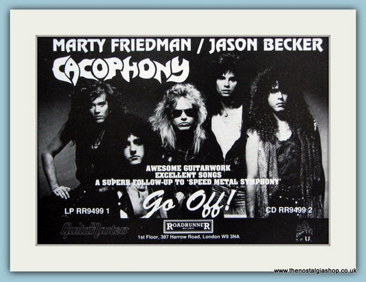 Cacophony Go Off Original Music Advert 1989 (ref AD3815)