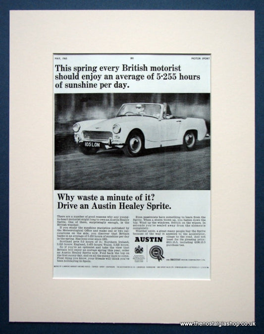 Austin Healey Sprite. Set of 2 Original adverts 1965 (ref AD1388)