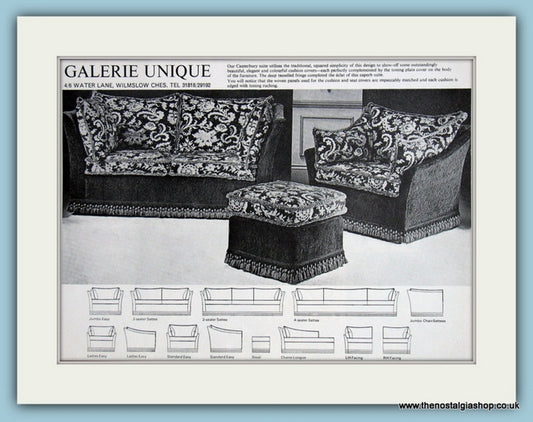 Galerie Unique Canterbury Suite Original Advert 1978 (ref AD2430)