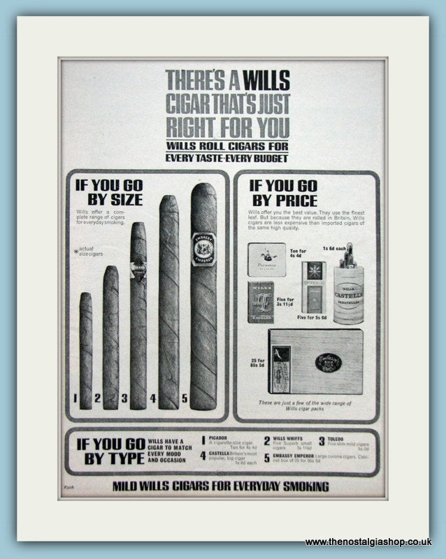 Will's Cigars Original Advert 1964 (ref AD6089) – The Nostalgia Shop