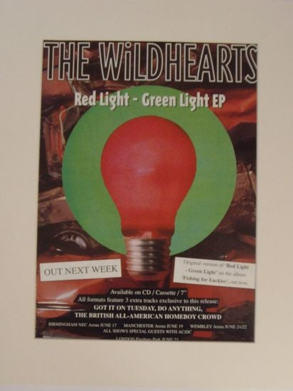 The Wildhearts - "Red Light - Green Light" EP original 1996 advert(AD5133K)