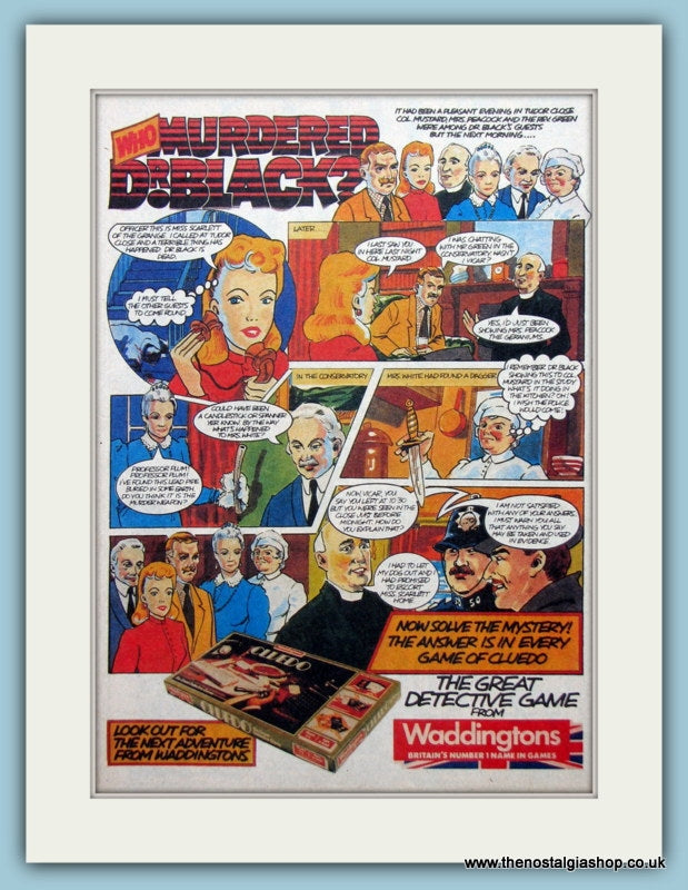 Waddingtons Cluedo Who Murdered Dr Black Original Advert 1983 (ref AD2644)