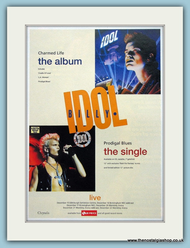 Billy Idol Charmed Life And His Single Prodigal Blues Original Music Advert 1990 (ref AD3494)