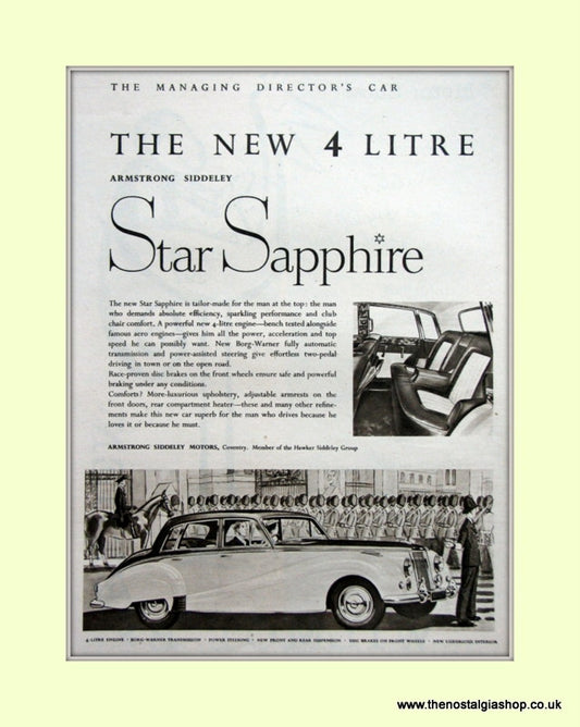 Armstrong Siddeley Star Sapphire Set Of 2 Original Adverts 1958/60 (ref AD6657)