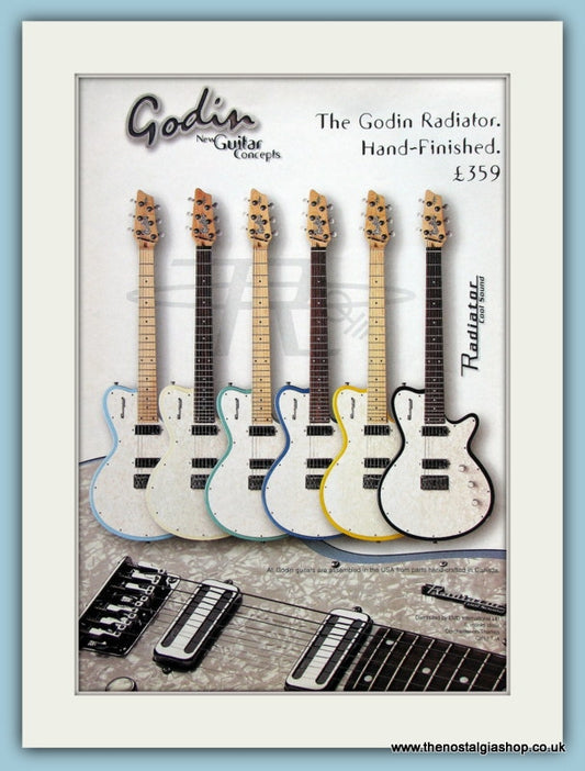 Godin Radiator Guitar. Original Advert 1999 (ref AD2354)