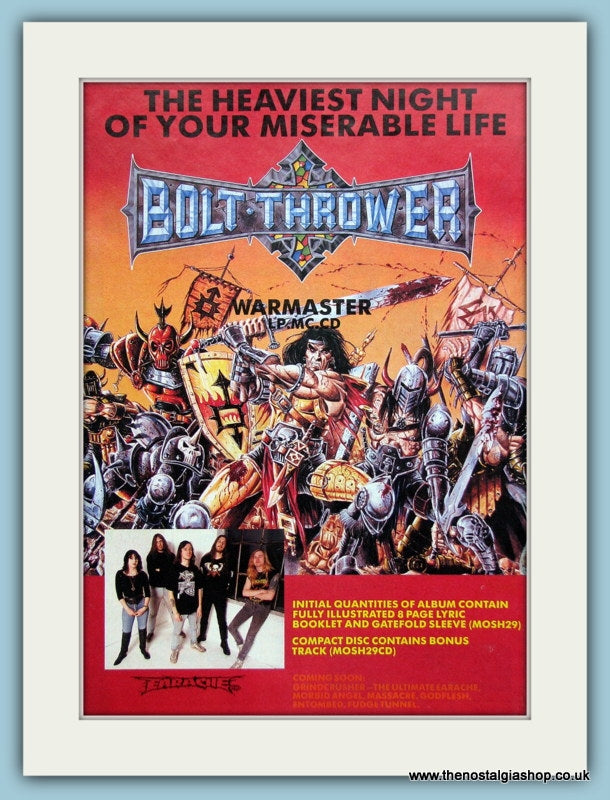 Bolt Thrower Warmaster Original Music Advert 1991 (ref AD3513)