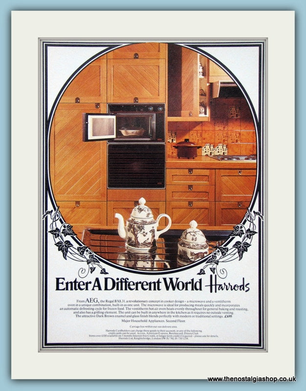 Harrods, AEG Cooker. Original Advert 1978 (ref AD2580)