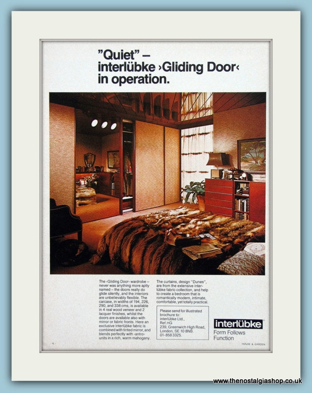 Interlubke Gliding Door Wardrobe Original Advert 1978 (ref AD2402)