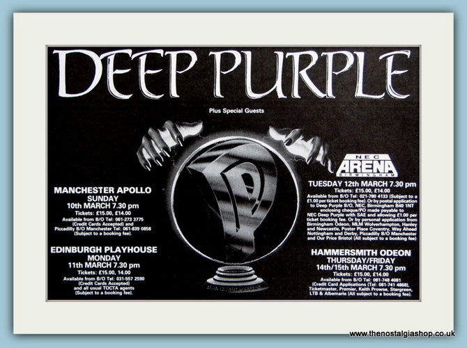 Deep Purple Tour Dates 1990 Original Advert (ref AD4149)