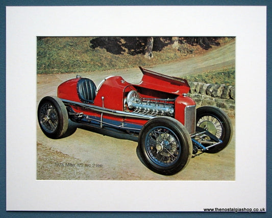 Miller 122 s/c 2 Litre 1923. Colour Photo Print 1974 (ref Ad1339)