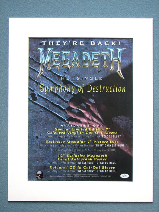 Megadeth Symphony of Destruction 1992 Original advert (ref AD868)