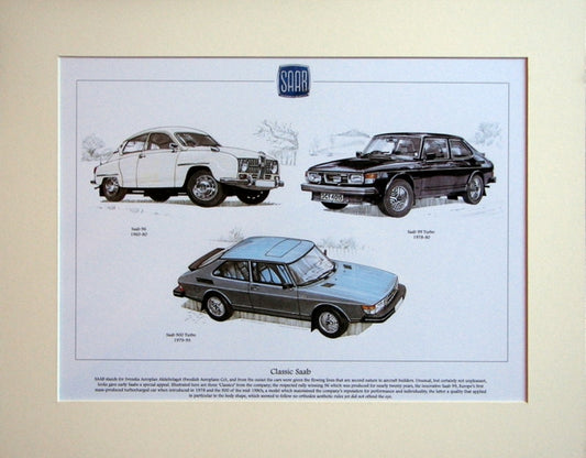 Saab Classics  Mounted print