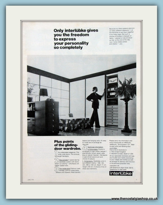 Interlubke Wardrobes Original Advert 1975 (ref AD2386)