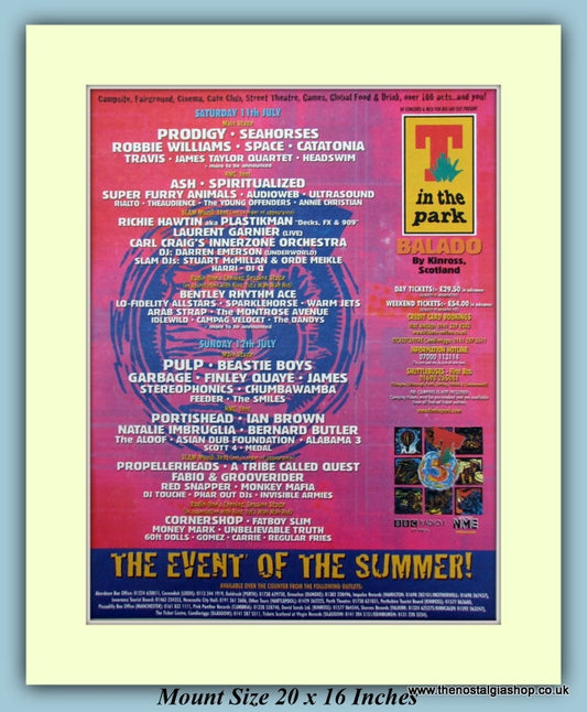 T In The Park Balado 1998 Original Advert (ref AD9030)