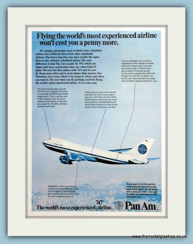 Pan Am Original Advert 1974 (ref AD2172) – The Nostalgia Shop