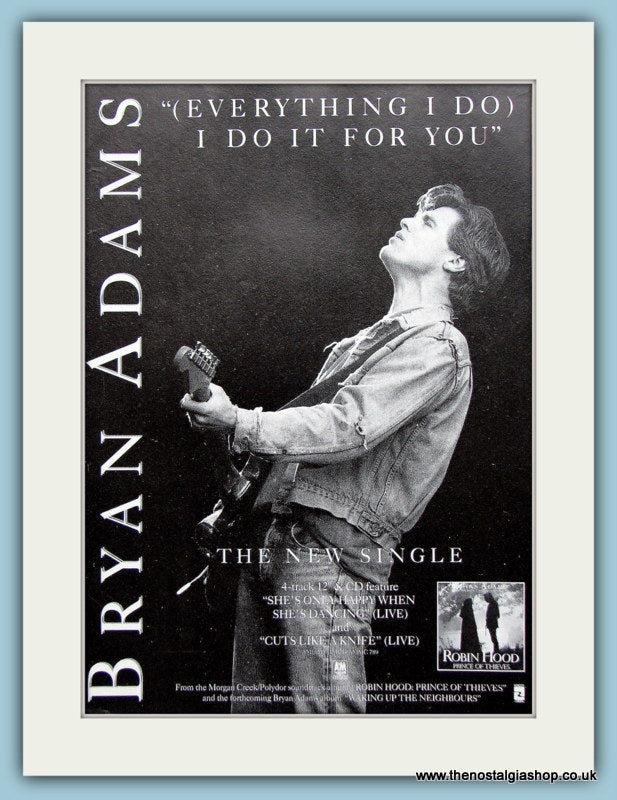 Brian Adams. Everything I Do. Original Advert 1991 (ref AD3478)