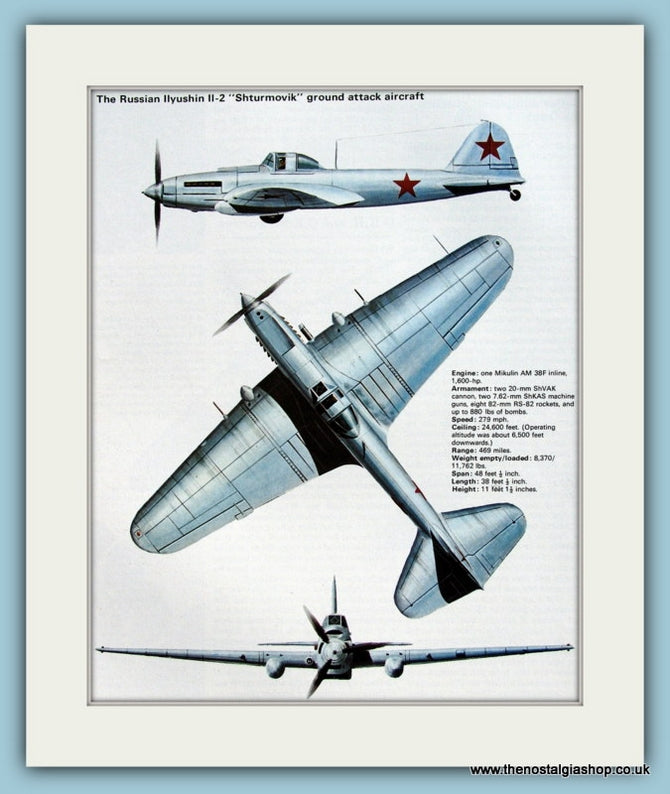 Russian Ilyushin II-2 "Shturmovik" Ground Attack Aircraft. Print (ref PR580)