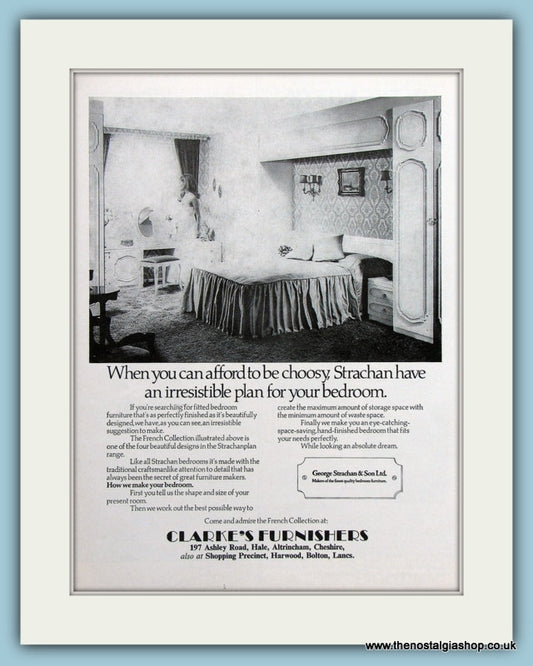 Strachan Bedrooms Clarke's Furnishers Original Advert 1975 (ref AD2391)