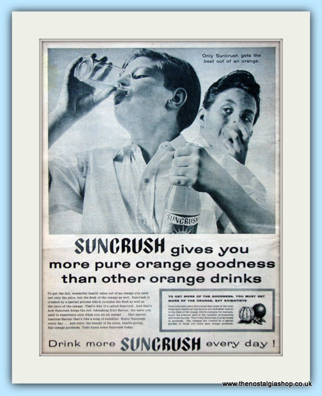 Suncrush Orange drink Original Advert 1959 (ref AD4940)