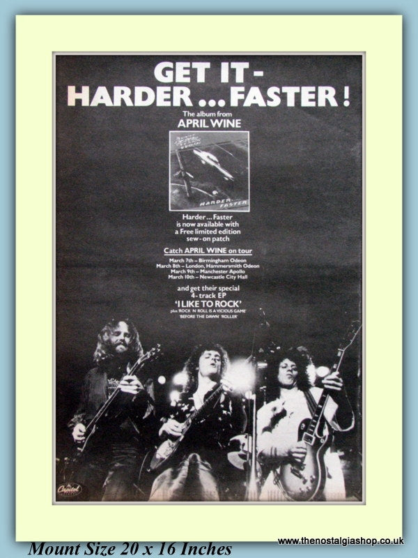 April Wine Harder...Faster Original Advert 1980 (ref AD9273)