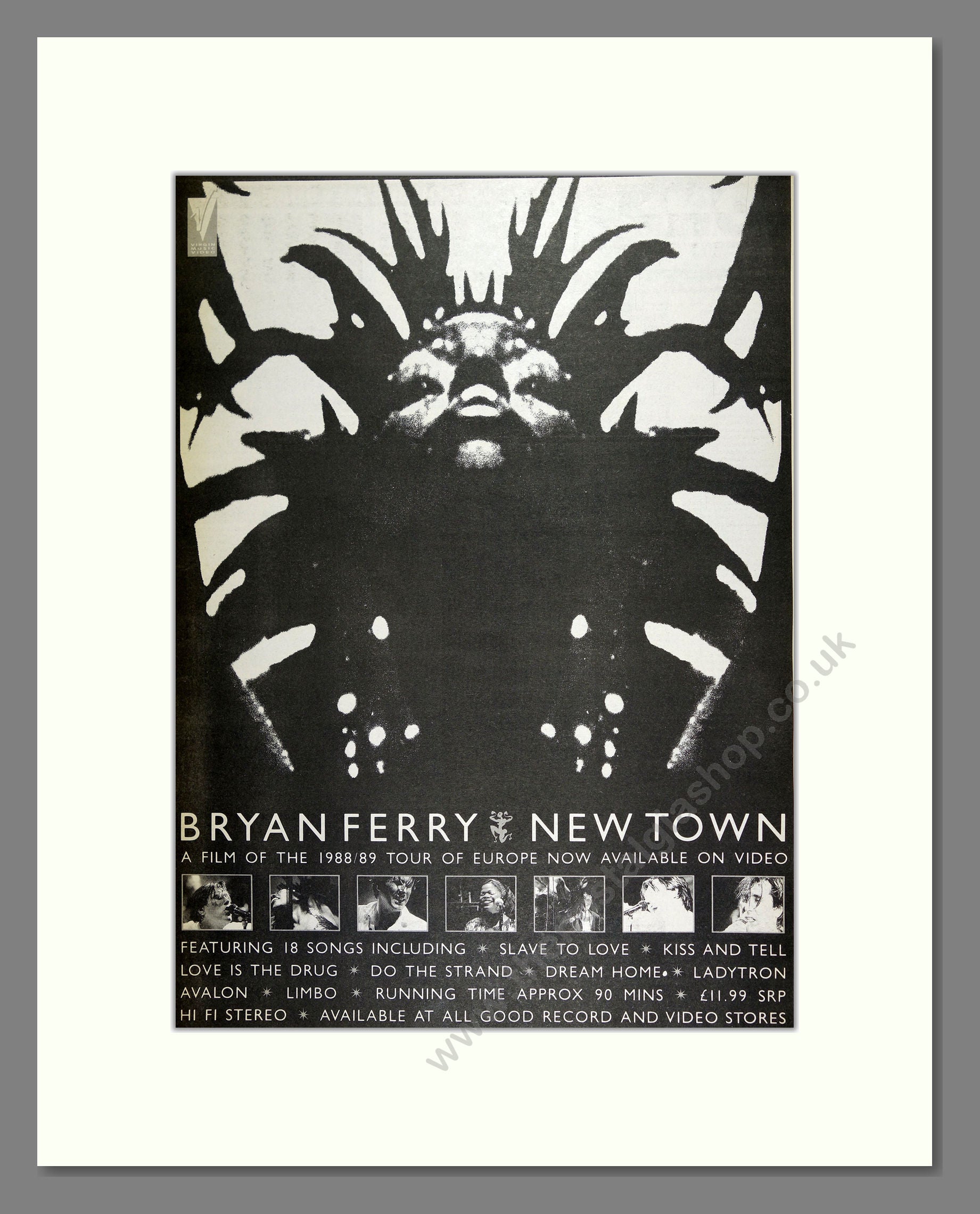 Bryan Ferry - New Town. Vintage Advert 1989 (ref AD16035)