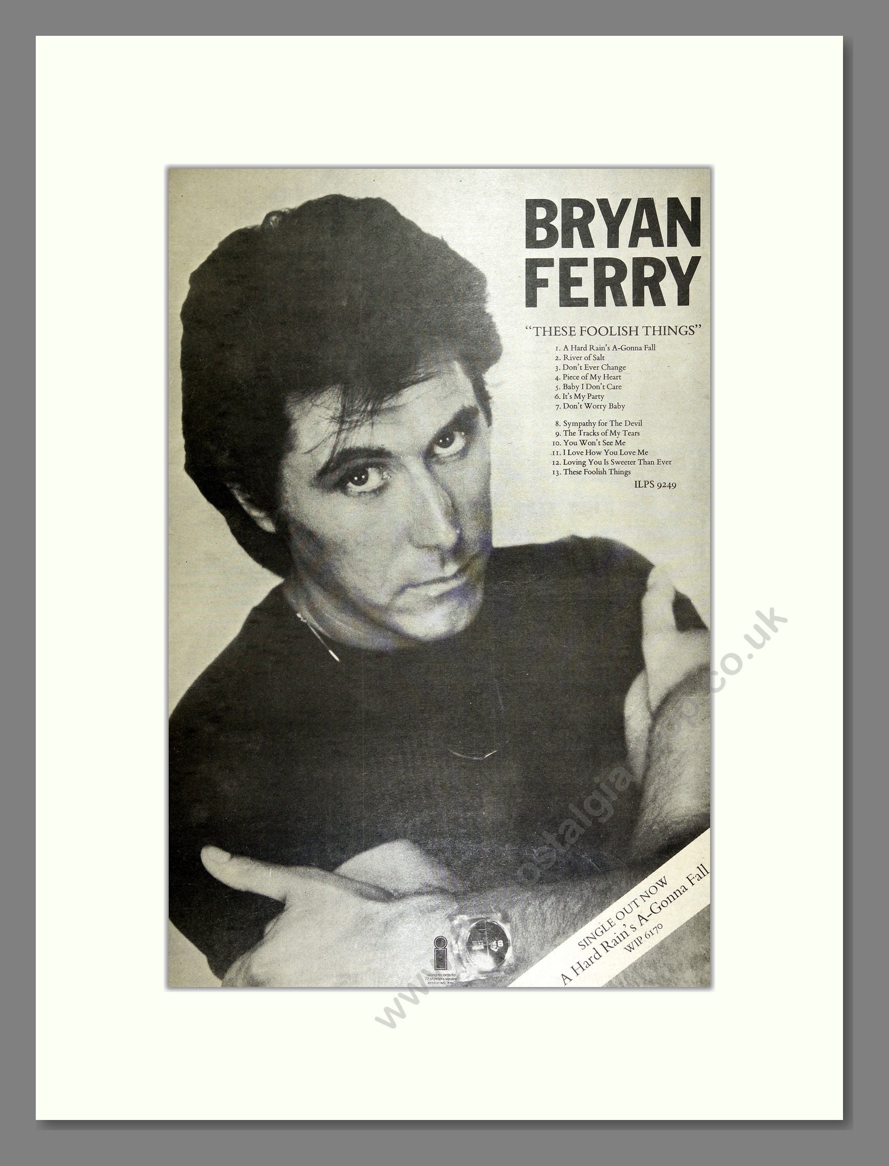 Bryan Ferry - These Foolish Things. Vintage Advert 1973 (ref AD16038)