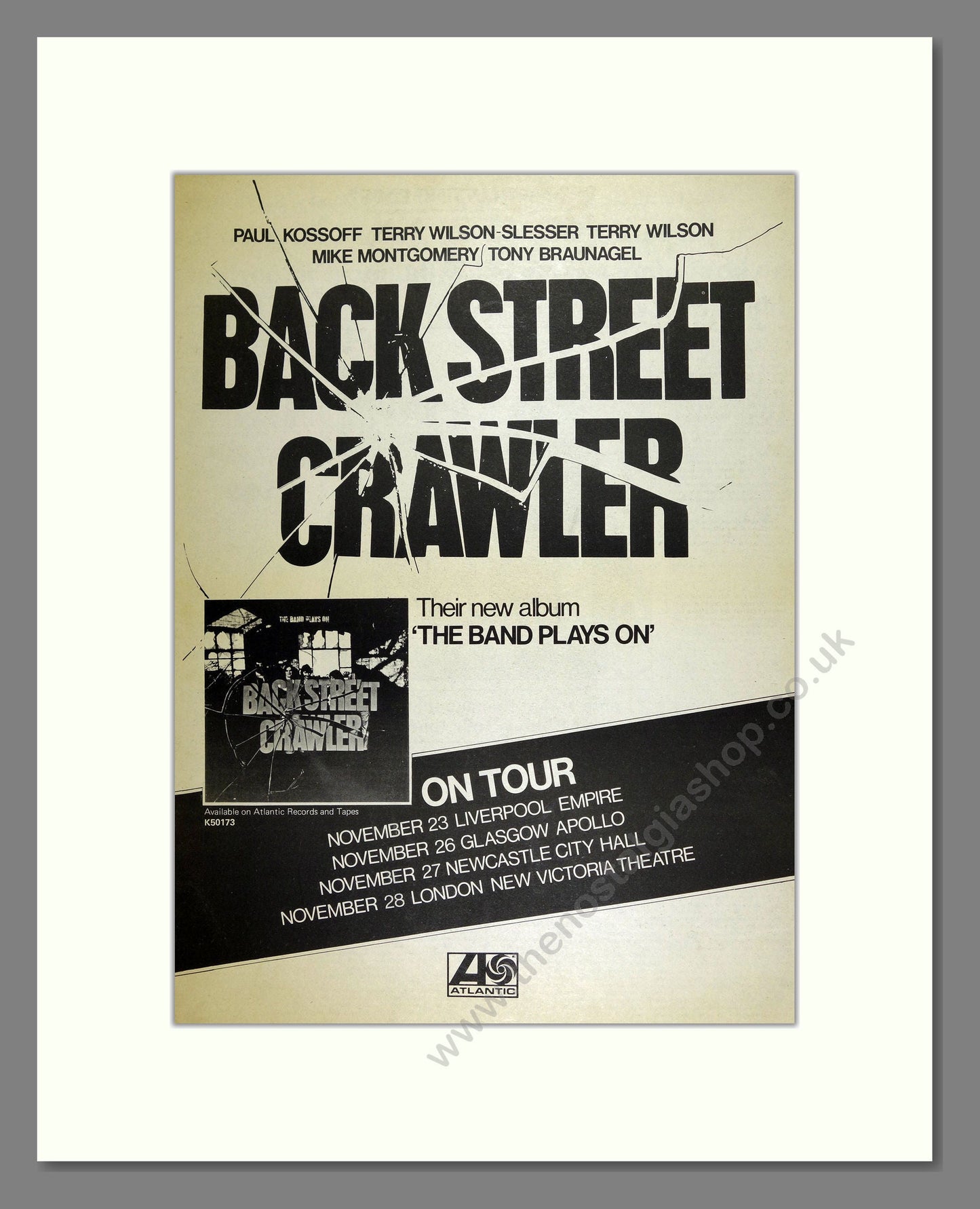 Back Street Crawler - The Band Plays On. Vintage Advert 1975 (ref AD16044)