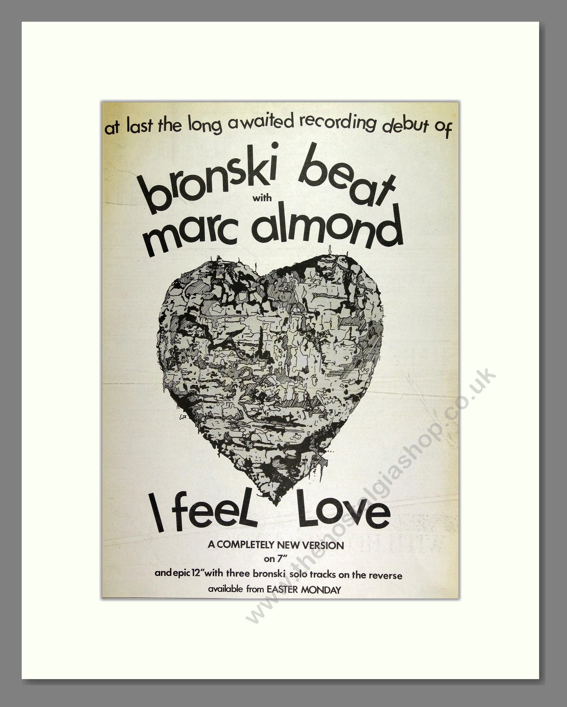 Bronski Beat - I Feel Love. Vintage Advert 1985 (ref AD16053)