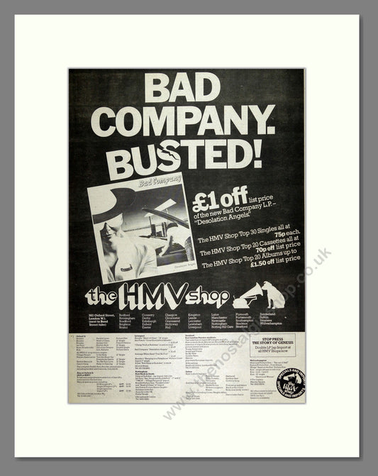 Bad Company - Desolation Angels. Vintage Advert 1979 (ref AD16065)