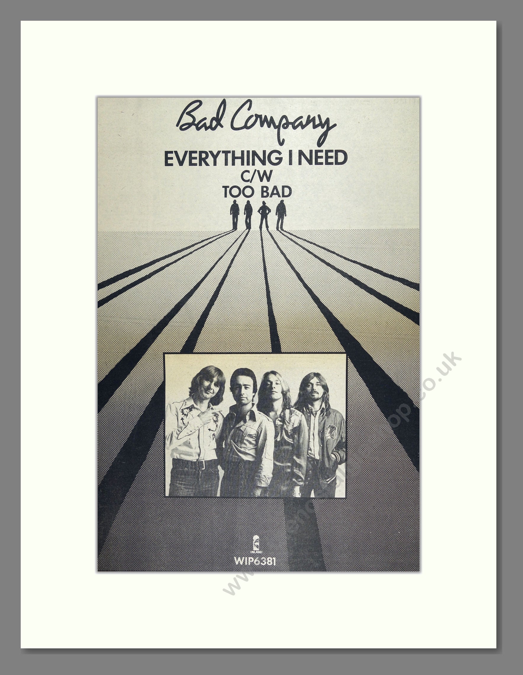 Bad Company - Everything I Need. Vintage Advert 1977 (ref AD16067)