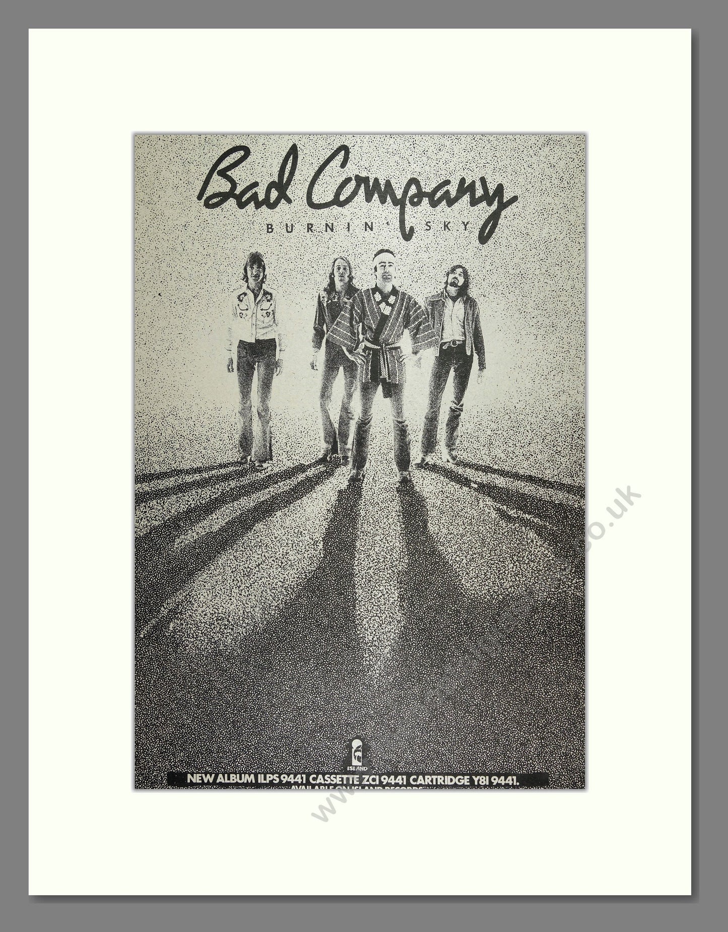 Bad Company - Burnin' Sky. Vintage Advert 1977 (ref AD16071)