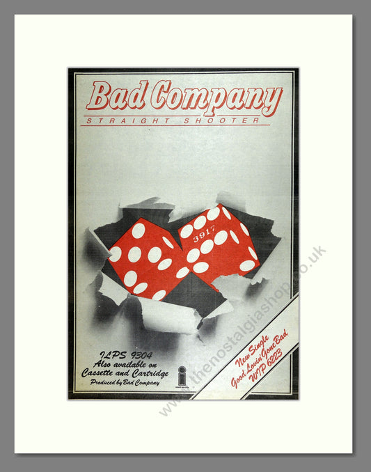 Bad Company - Straight Shooter. Vintage Advert 1975 (ref AD16074)